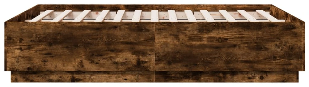 Lova Lovos rėmas su LED, dūminio ąžuolo, 135x190cm, apdirbta mediena