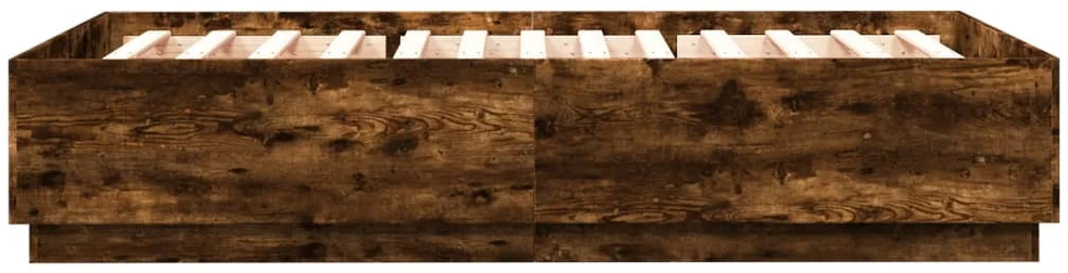 Lovos rėmas su LED, dūminio ąžuolo, 140x200cm, apdirbta mediena