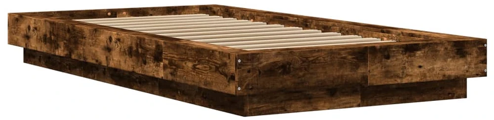 Lovos rėmas su LED, dūminio ąžuolo, 75x190cm, apdirbta mediena