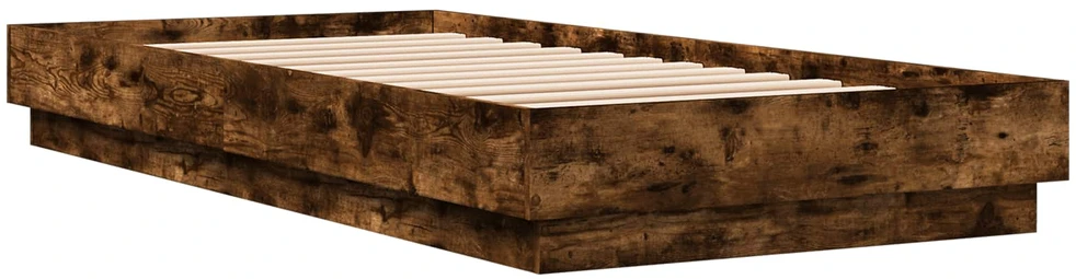 Lova Lovos rėmas su LED Dūminio ąžuolo 80 x 200 cm Apdirbta mediena