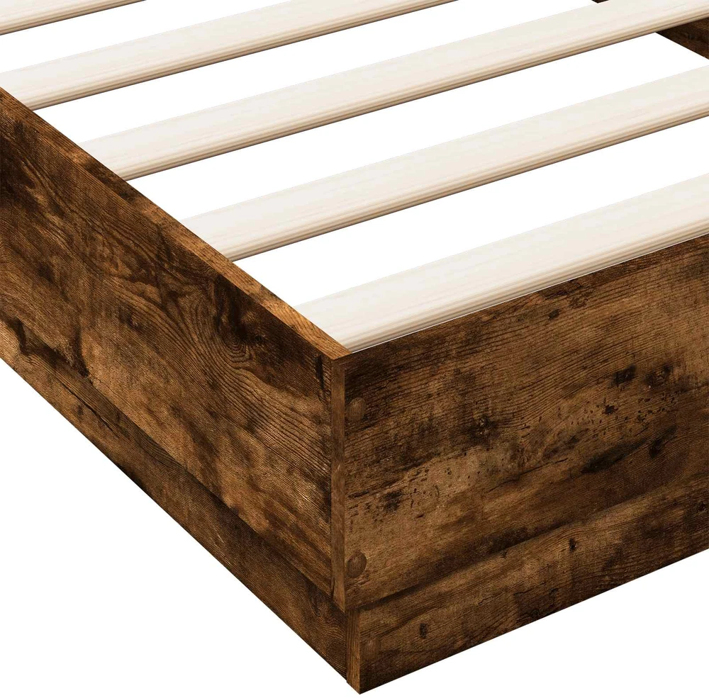 Lova Lovos rėmas su LED Dūminio ąžuolo 80 x 200 cm Apdirbta mediena