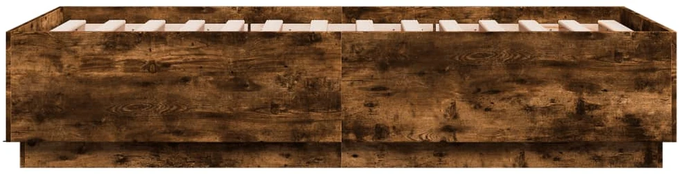 Lovos rėmas su LED, dūminio ąžuolo, 90x190cm, apdirbta mediena