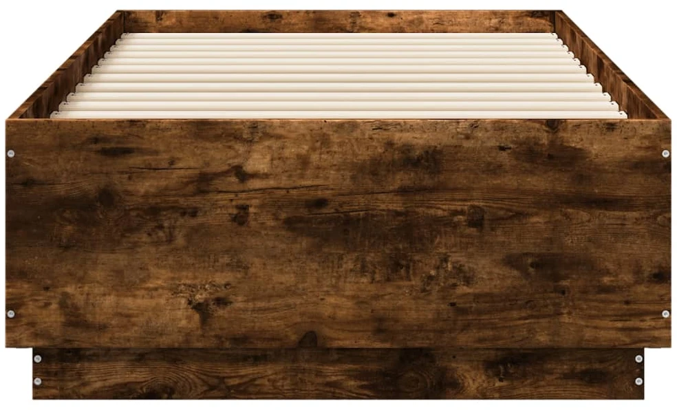 Lovos rėmas su LED, dūminio ąžuolo, 90x190cm, apdirbta mediena