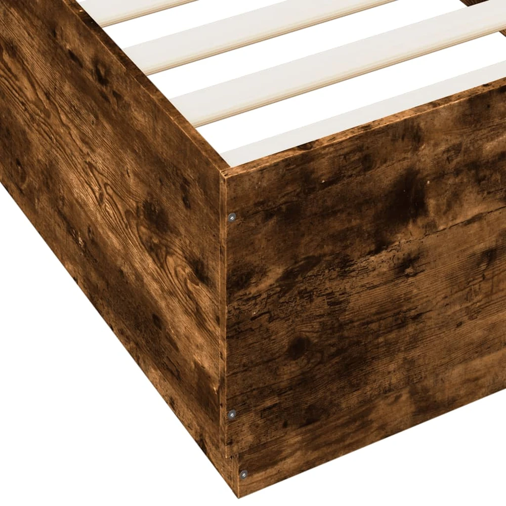 Lovos rėmas su LED, dūminio ąžuolo, 90x200cm, apdirbta mediena