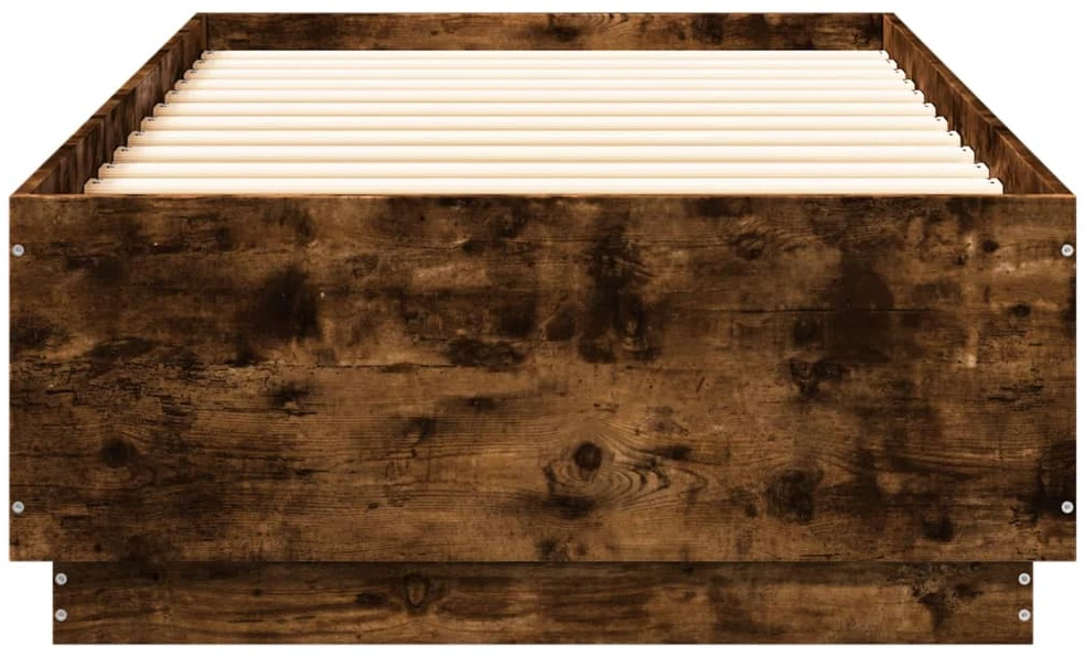 Lovos rėmas su LED, dūminio ąžuolo, 90x200cm, apdirbta mediena