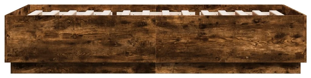 Lovos rėmas su LED, dūminio ąžuolo, 90x200cm, apdirbta mediena