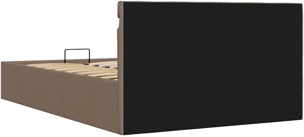 Lovos rėmas su LED ir daiktadėže, taupe, 140x200cm, audinys