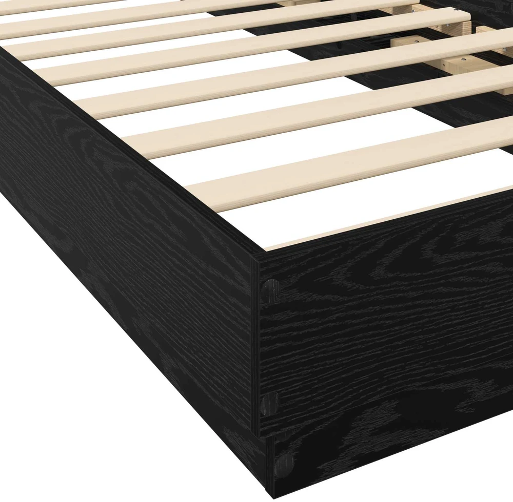 Lova Lovos rėmas su LED Juodojo ąžuolo 80 x 200 cm Apdirbta mediena