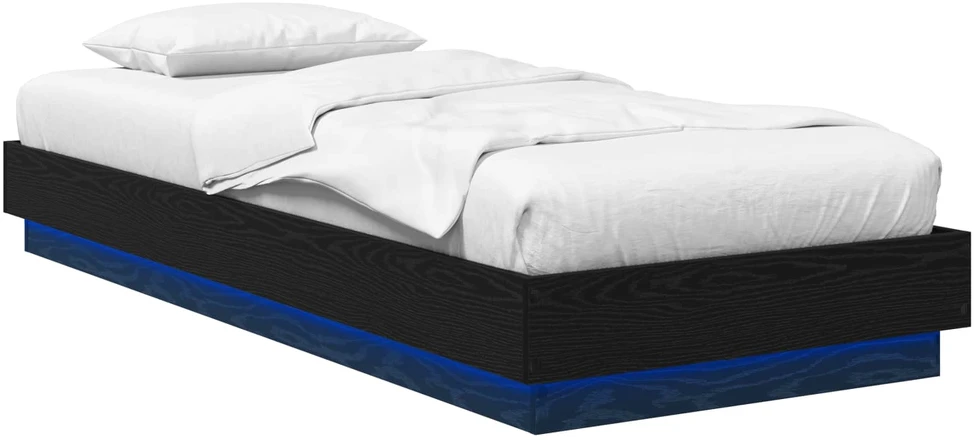 Lova Lovos rėmas su LED Juodojo ąžuolo 80 x 200 cm Apdirbta mediena