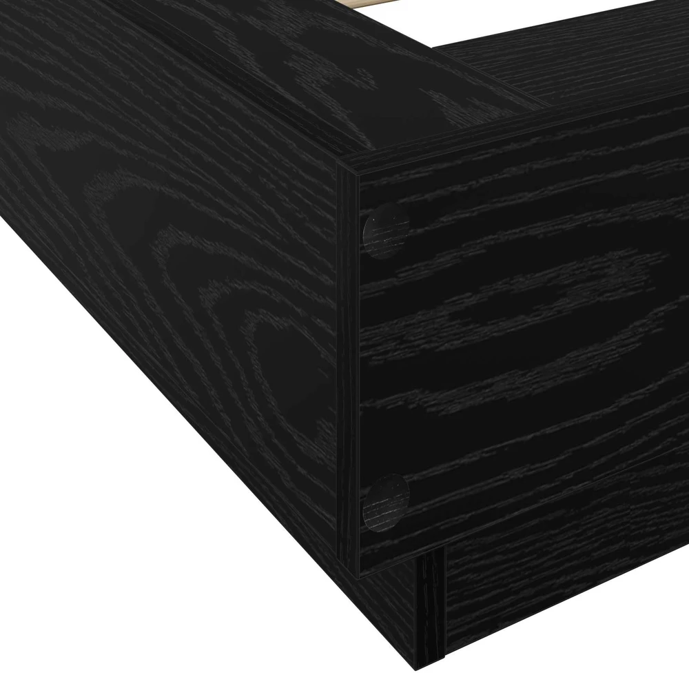 Lova Lovos rėmas su LED Juodojo ąžuolo 80 x 200 cm Apdirbta mediena