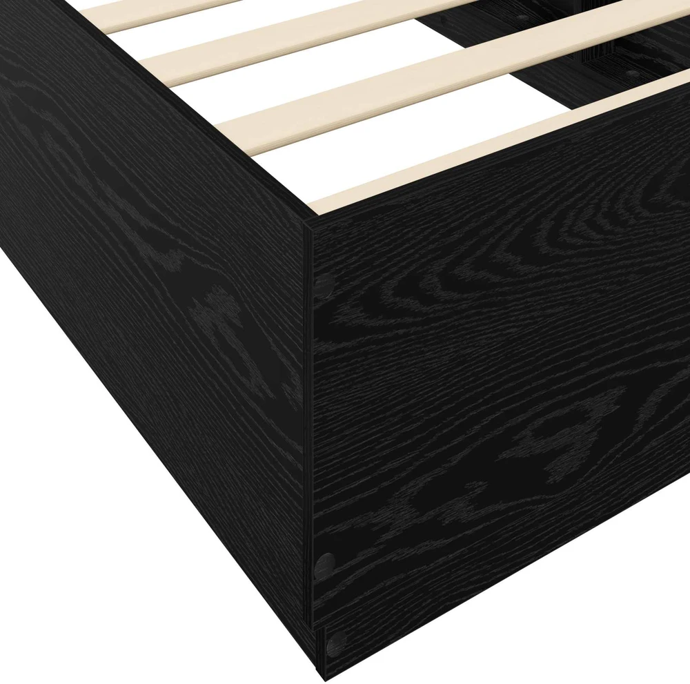 Lova Lovos rėmas su LED Juodojo ąžuolo 80 x 200 cm Apdirbta mediena