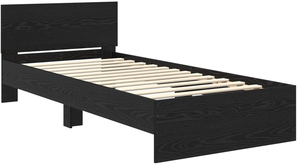 Lova Lovos rėmas su LED Juodojo ąžuolo 80 x 200 cm Apdirbta mediena