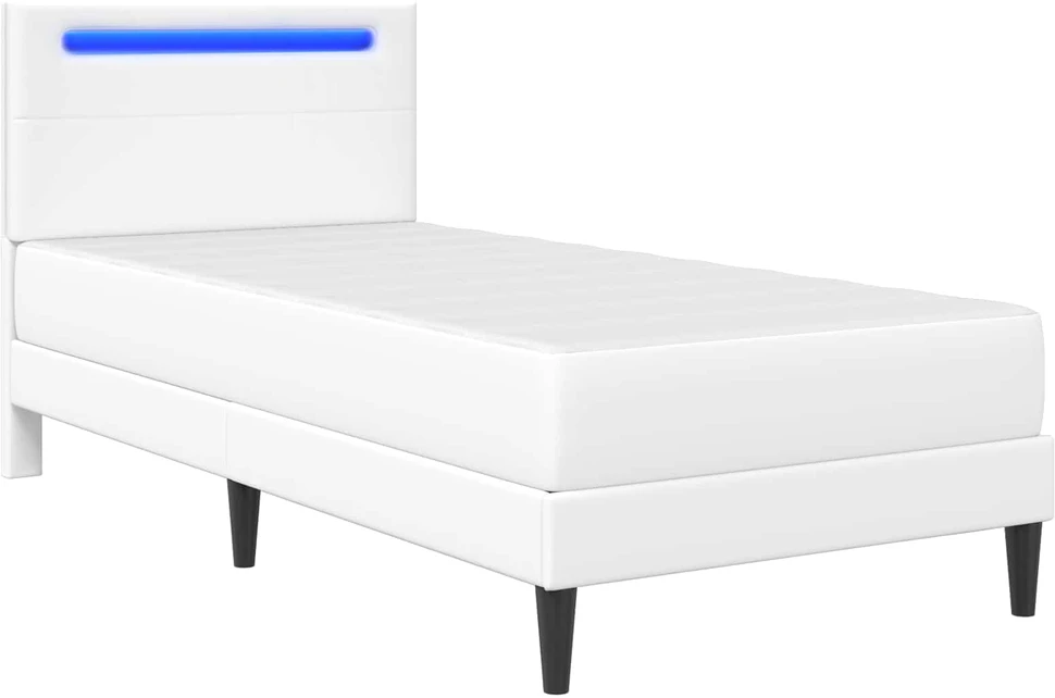 Lova Lovos rėmas su LED juostelėmis Balta 100 x 200 cm Dirbtinė oda