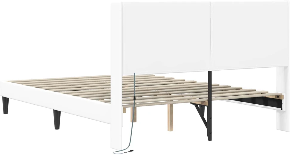 Lova Lovos rėmas su LED juostelėmis Balta 120 x 190 cm Dirbtinė oda