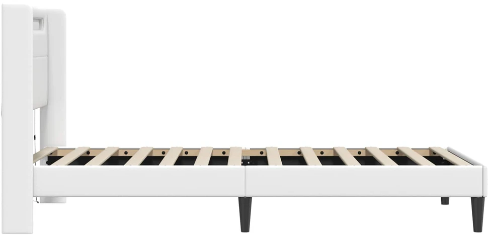 Lova Lovos rėmas su LED juostelėmis Balta 80 x 200 cm Dirbtinė oda