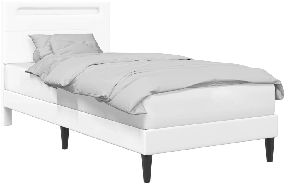 Lova Lovos rėmas su LED juostelėmis Balta 90 x 190 cm Dirbtinė oda