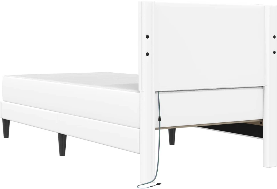Lova Lovos rėmas su LED juostelėmis Balta 90 x 200 cm Dirbtinė oda