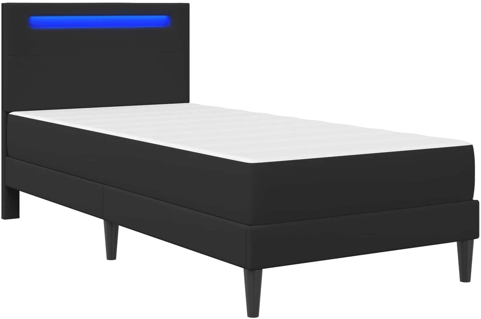 Lova Lovos rėmas su LED juostelėmis Juoda 100 x 200 cm Dirbtinė oda