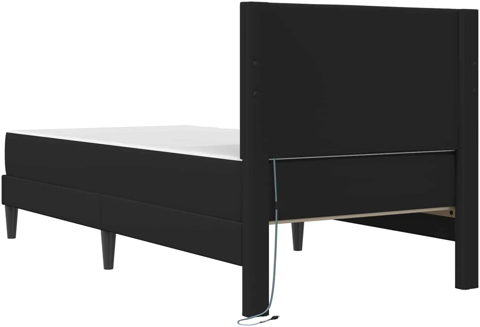 Lova Lovos rėmas su LED juostelėmis Juoda 100 x 200 cm Dirbtinė oda