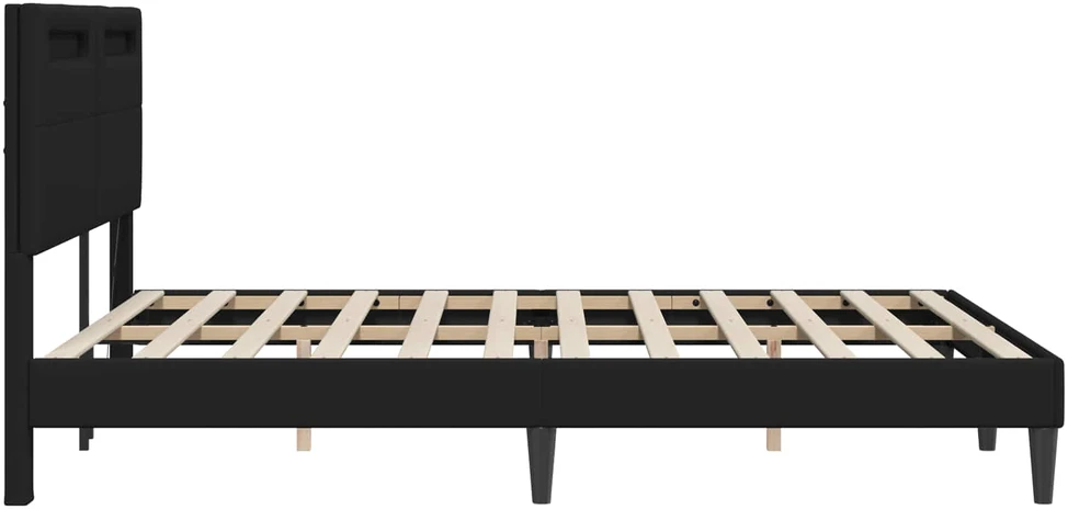 Lova Lovos rėmas su LED juostelėmis Juoda 120 x 190 cm Dirbtinė oda