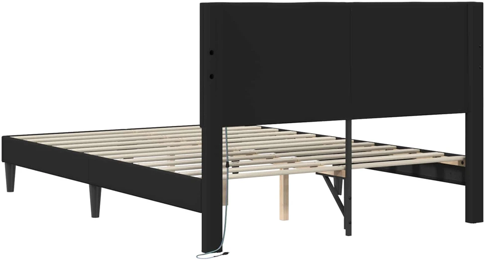 Lova Lovos rėmas su LED juostelėmis Juoda 120 x 200 cm Dirbtinė oda