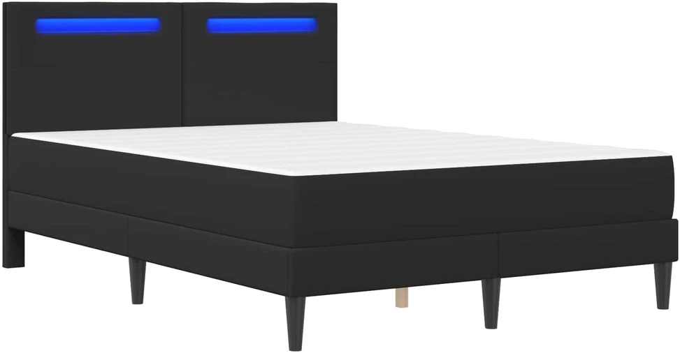 Lovos rėmas su LED juostelėmis Juoda 160 x 200 cm Dirbtinė oda