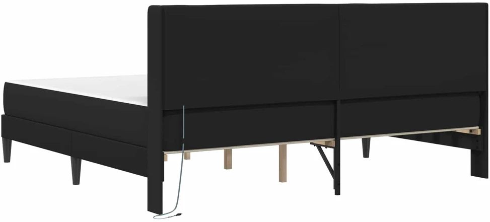 Lova Lovos rėmas su LED juostelėmis Juoda 180 x 200 cm Dirbtinė oda