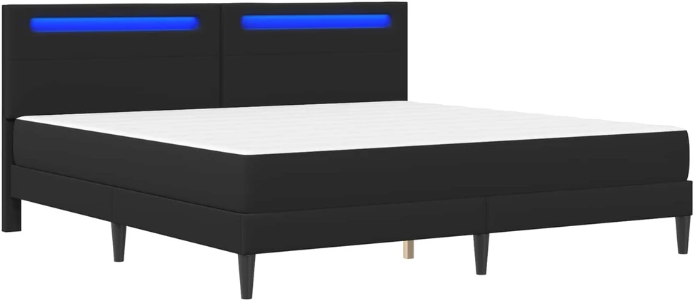 Lovos rėmas su LED juostelėmis Juoda 180 x 200 cm Dirbtinė oda