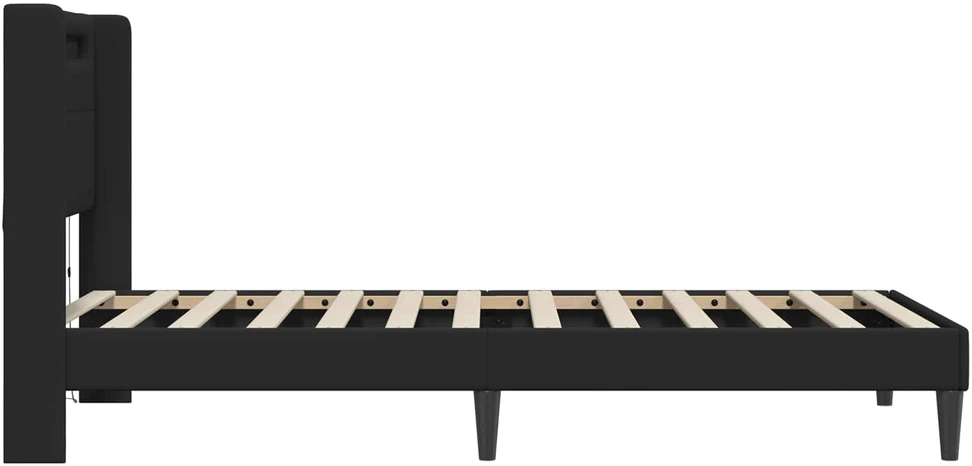 Lova Lovos rėmas su LED juostelėmis Juoda 90 x 190 cm Dirbtinė oda