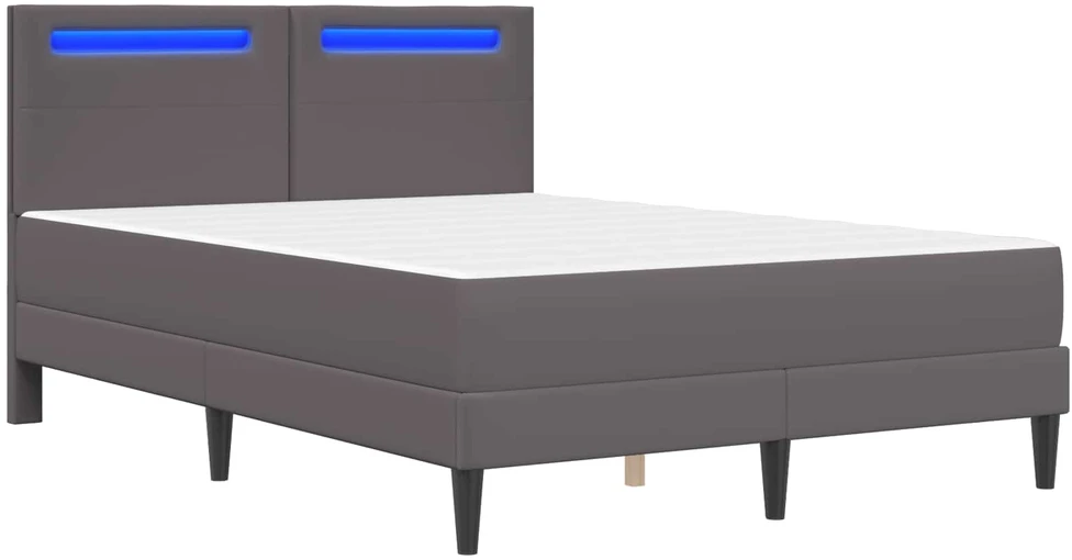 Lovos rėmas su LED juostelėmis Pilka 140 x 200 cm Dirbtinė oda