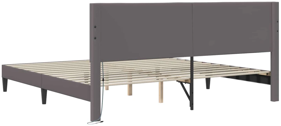 Lovos rėmas su LED juostelėmis Pilka 180 x 200 cm Dirbtinė oda