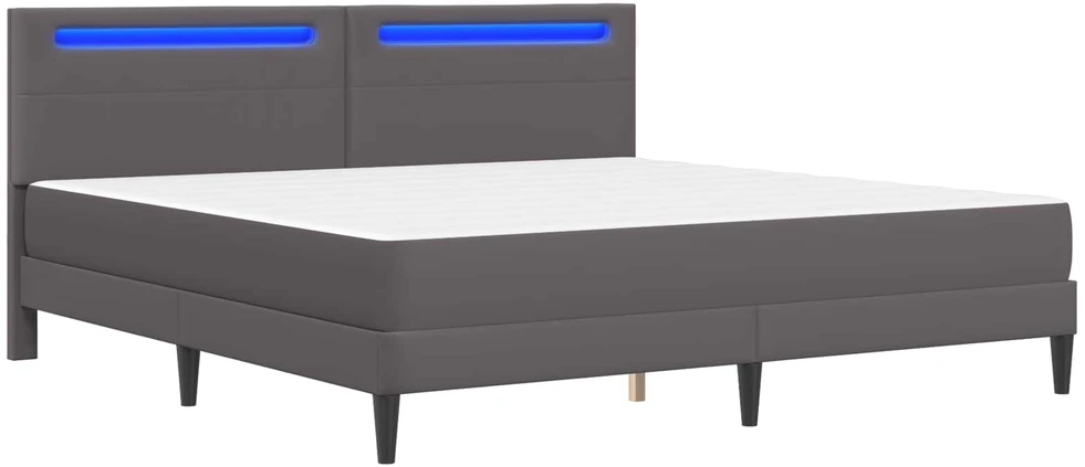 Lovos rėmas su LED juostelėmis Pilka 200 x 200 cm Dirbtinė oda