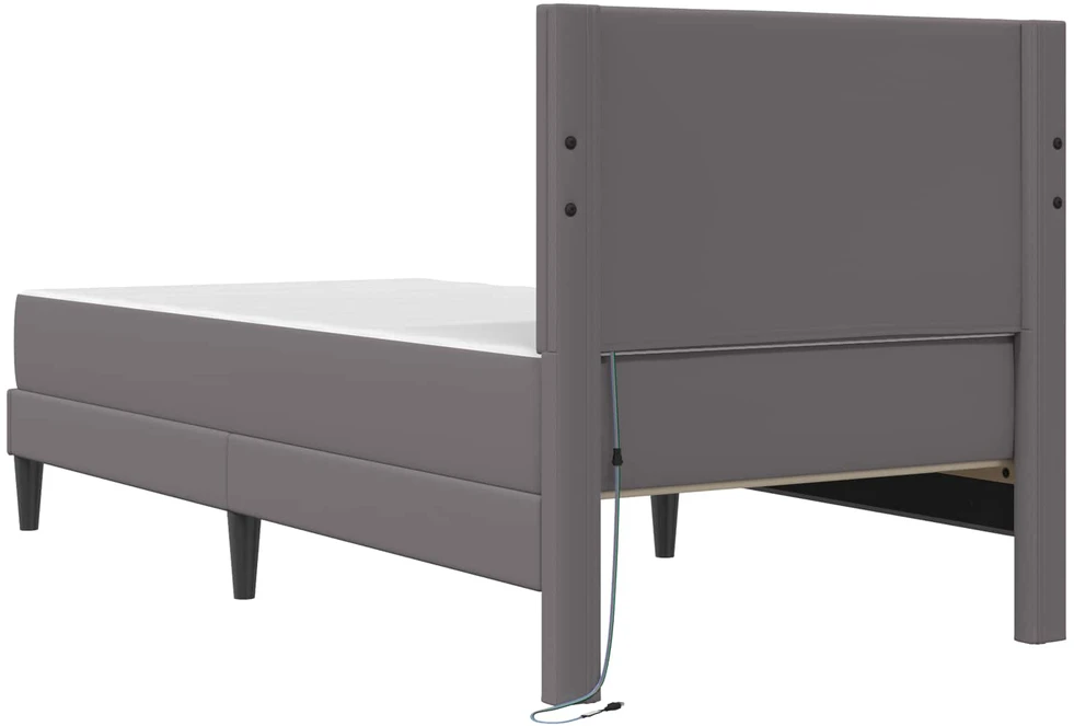 Lova Lovos rėmas su LED juostelėmis Pilka 90 x 190 cm Dirbtinė oda