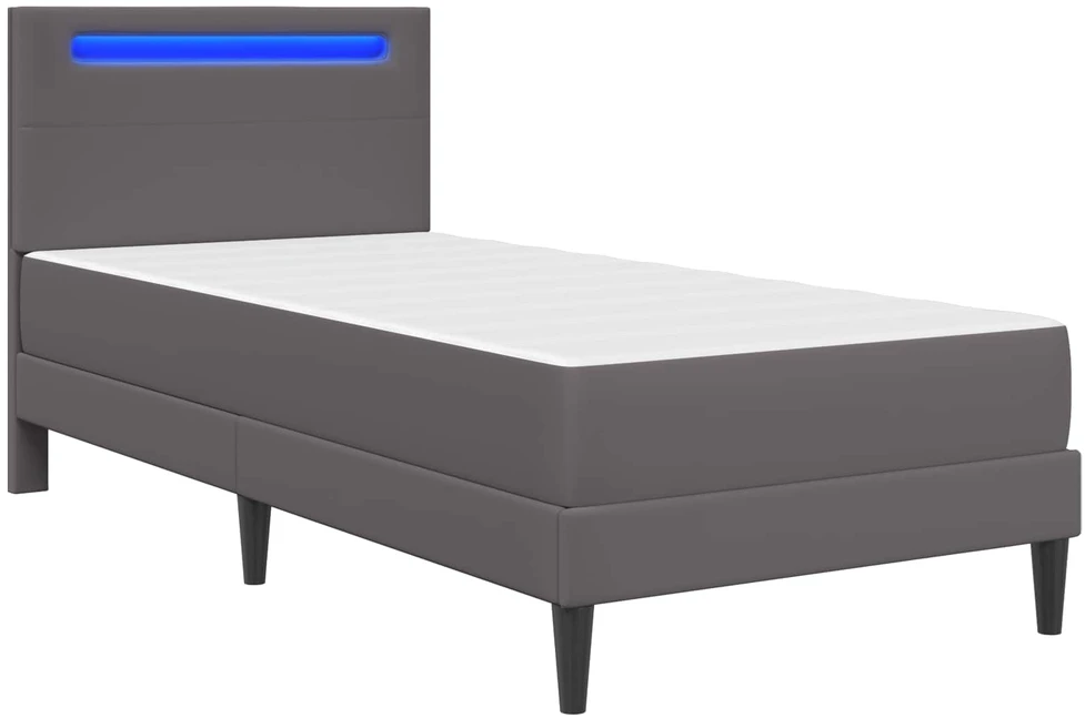 Lova Lovos rėmas su LED juostelėmis Pilka 90 x 190 cm Dirbtinė oda