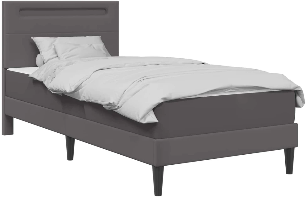 Lova Lovos rėmas su LED juostelėmis Pilka 90 x 190 cm Dirbtinė oda