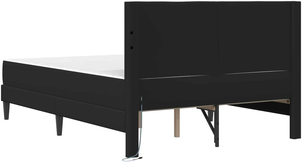 Lova Lovos rėmas su LED juostelėmis Juoda 120 x 190 cm Dirbtinė oda