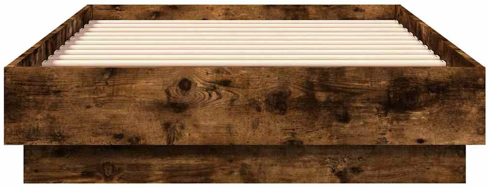 Lovos rėmas su LED lemputėmis, dūminio ąžuolo spalvos, 75x190cm
