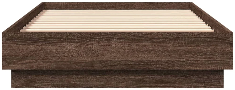 Lovos rėmas su LED lemputėmis, rudos ąžuolo spalvos, 90x190cm
