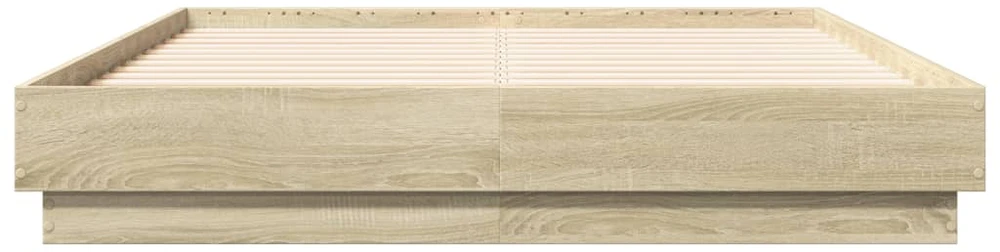 Lova Lovos rėmas su LED lemputėmis, sonoma ąžuolo spalvos, 135x190cm