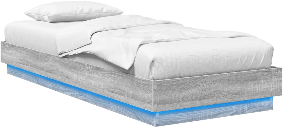 Lova Lovos rėmas su LED Pilka Sonoma 80 x 200 cm Apdirbta mediena