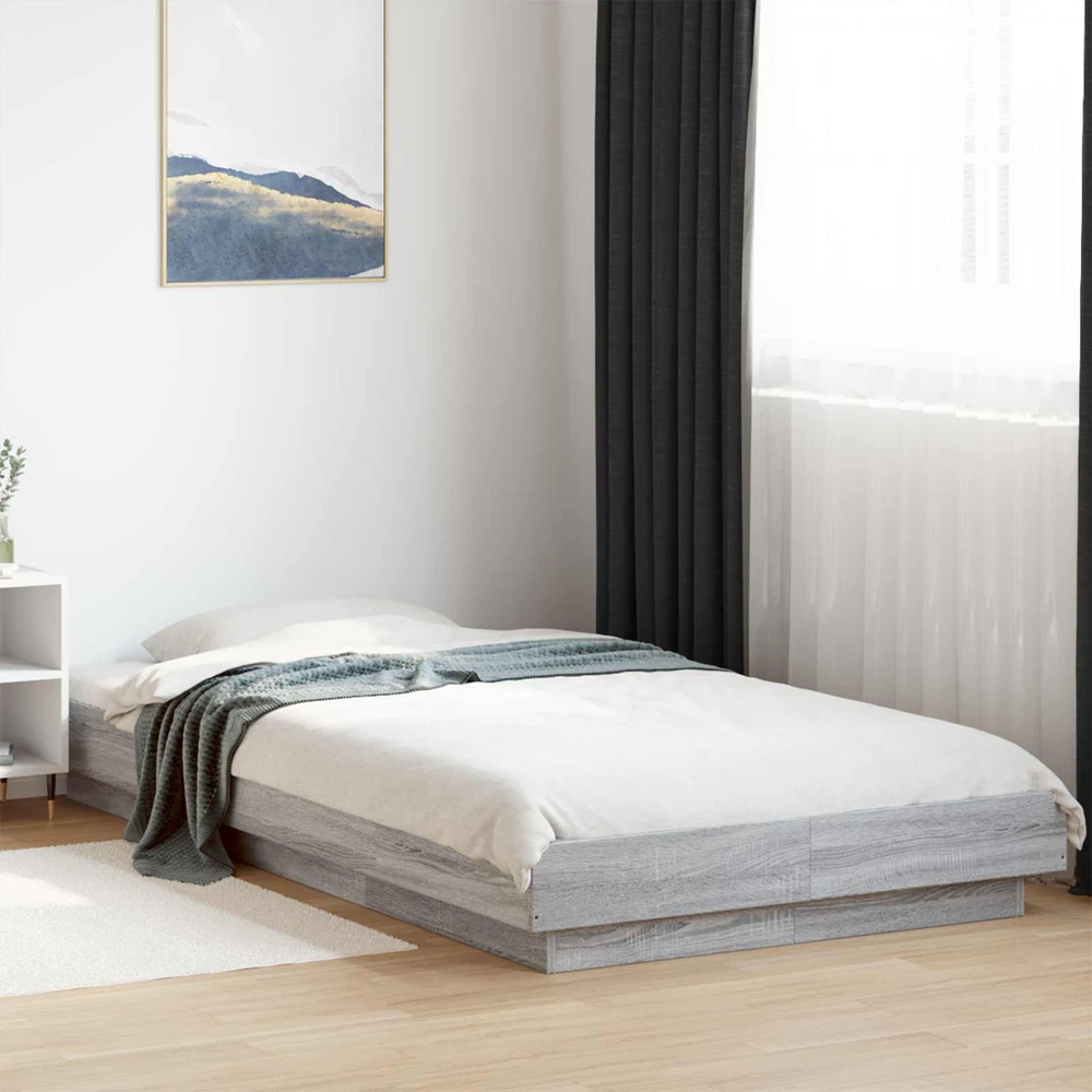 Lova Lovos rėmas su LED Pilka Sonoma 80 x 200 cm Apdirbta mediena