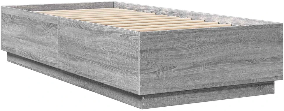 Lova Lovos rėmas su LED Pilka Sonoma 80 x 200 cm Apdirbta mediena