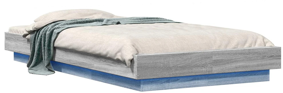 Lova Lovos rėmas su LED Pilka Sonoma 80 x 200 cm Apdirbta mediena