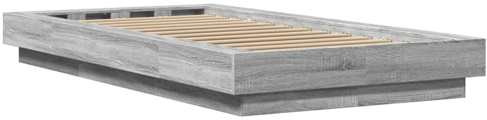 Lovos rėmas su LED, pilkas ąžuolo, 100x200cm, apdirbta mediena