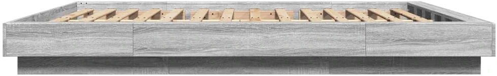 Lovos rėmas su LED, pilkas ąžuolo, 150x200cm, apdirbta mediena