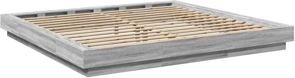 Lovos rėmas su LED, pilkas ąžuolo, 200x200cm, apdirbta mediena