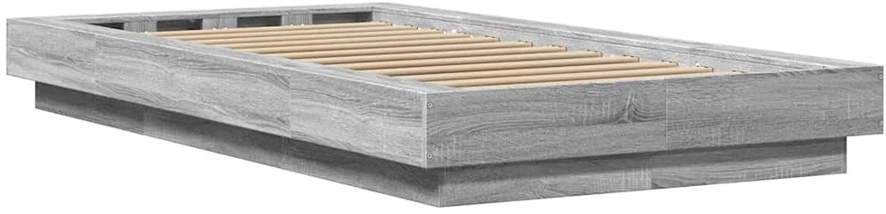 Lovos rėmas su LED, pilkas ąžuolo, 75x190cm, apdirbta mediena