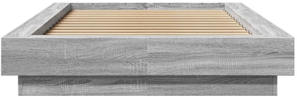 Lovos rėmas su LED, pilkas ąžuolo, 90x200cm, apdirbta mediena