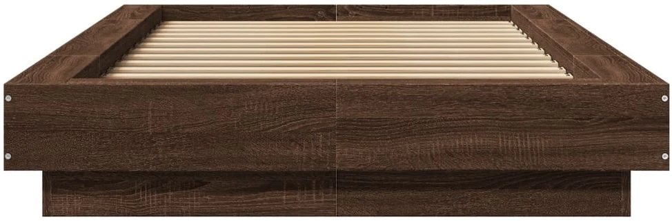 Lovos rėmas su LED, rudas ąžuolo, 100x200cm, apdirbta mediena