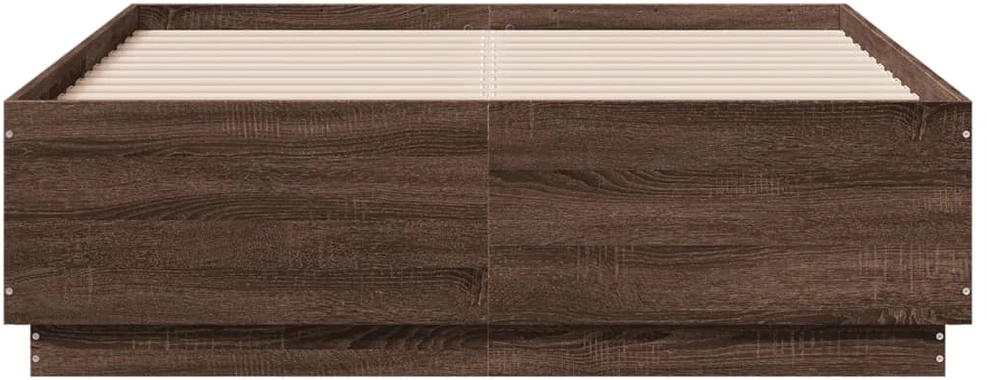 Lova Lovos rėmas su LED, rudas ąžuolo, 135x190cm, apdirbta mediena